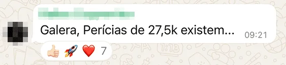 Print de WhatsApp: aluno comemora ter descoberto que existem perícias de R$ 27,5 mil